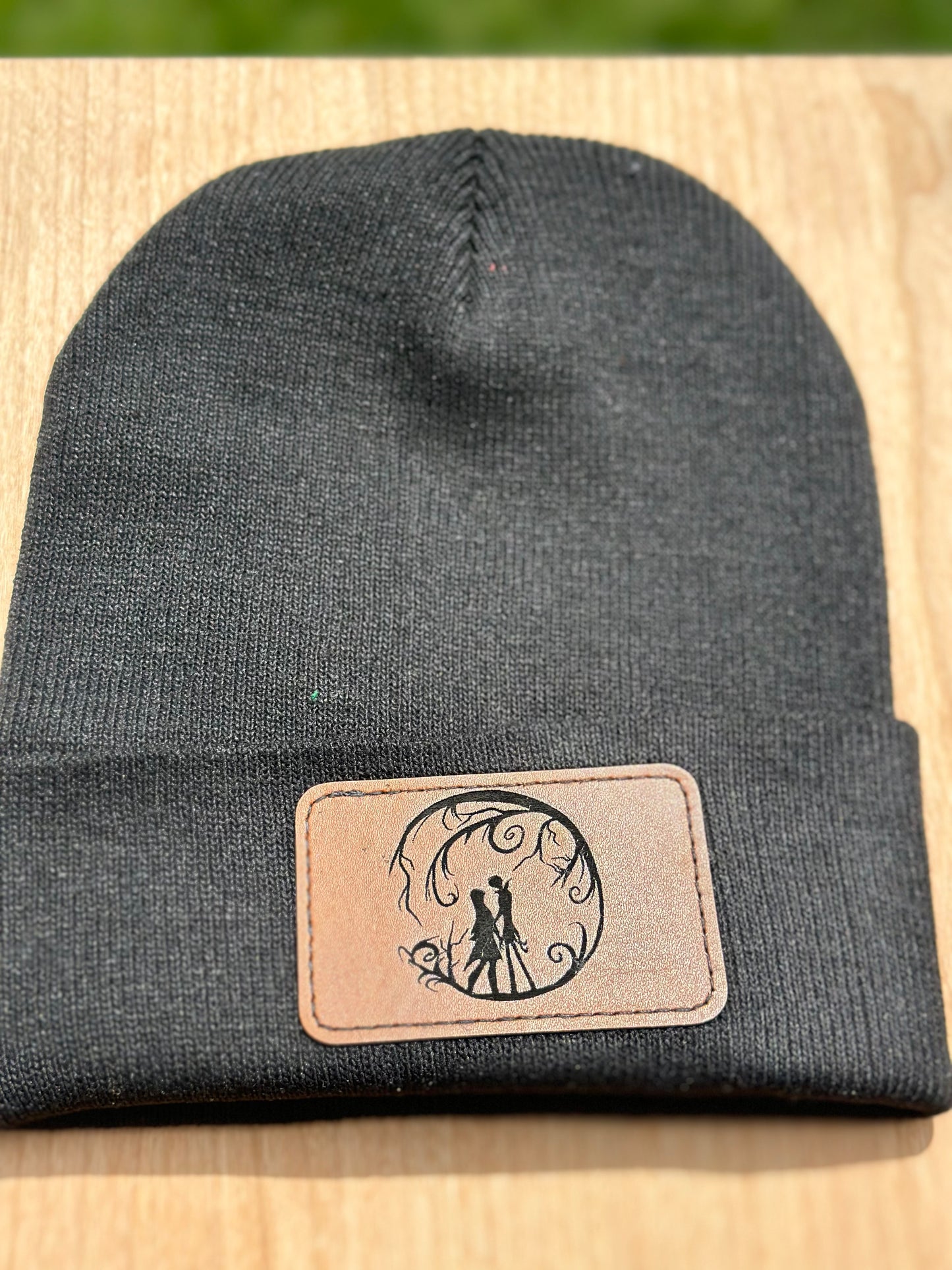 Custom Beanie with Leather Patch