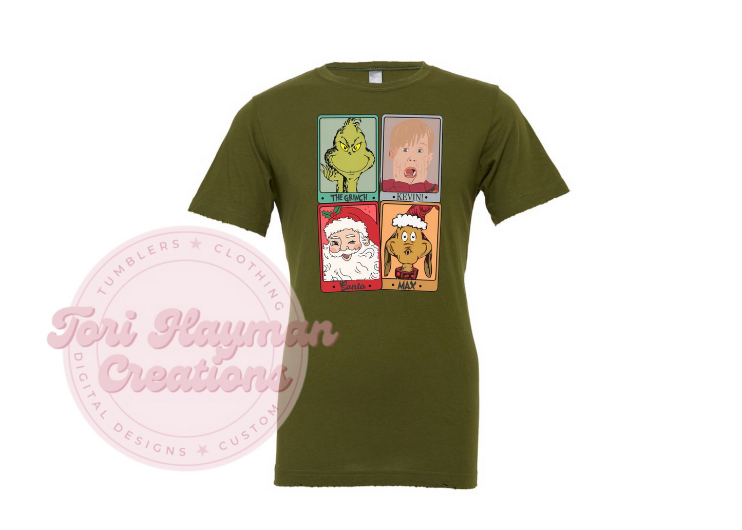 Grinch & Home Alone T-Shirt (Unisex Olive Green)