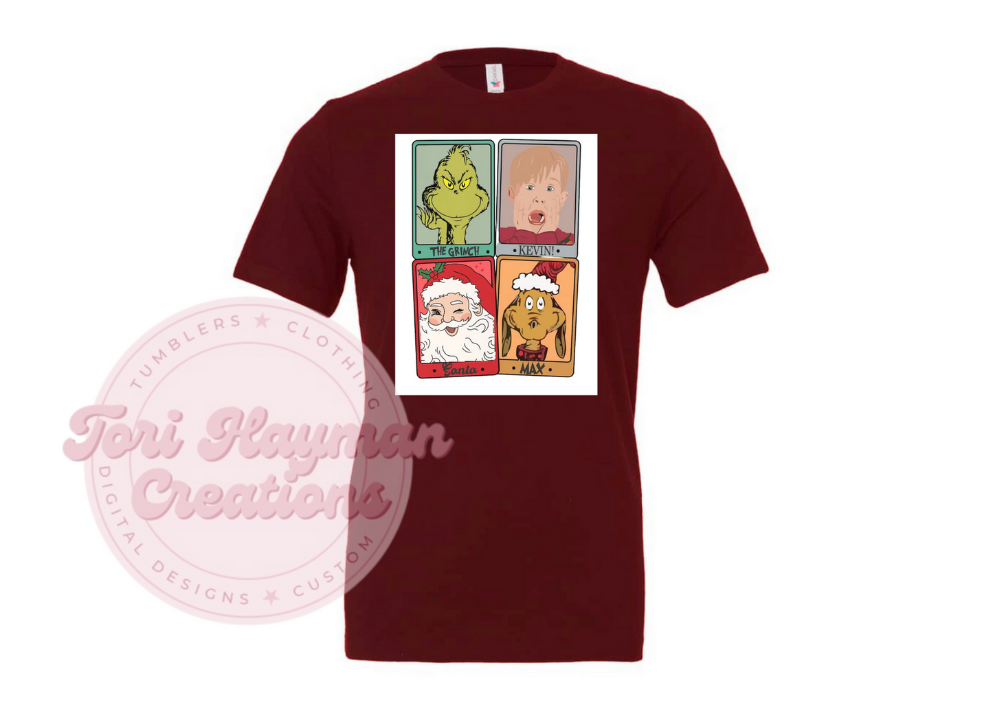 Grinch & Home Alone T-Shirt (Unisex Maroon)