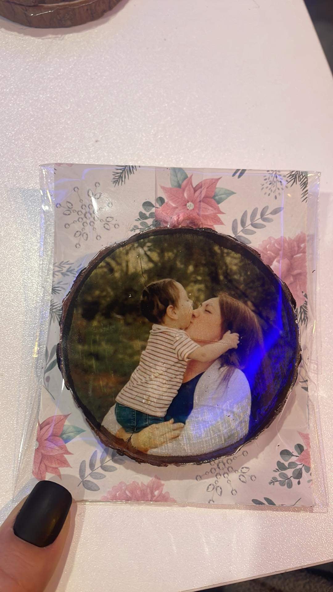 Custom Photo Christmas Ornament / Wooden round Ornament / Personalized Christmas Ornament