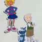 Hand drawn Doug Funny, Pork Chop and Patty Mayonnaise refrigerator magnet set