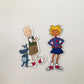 Hand drawn Doug Funny, Pork Chop and Patty Mayonnaise refrigerator magnet set