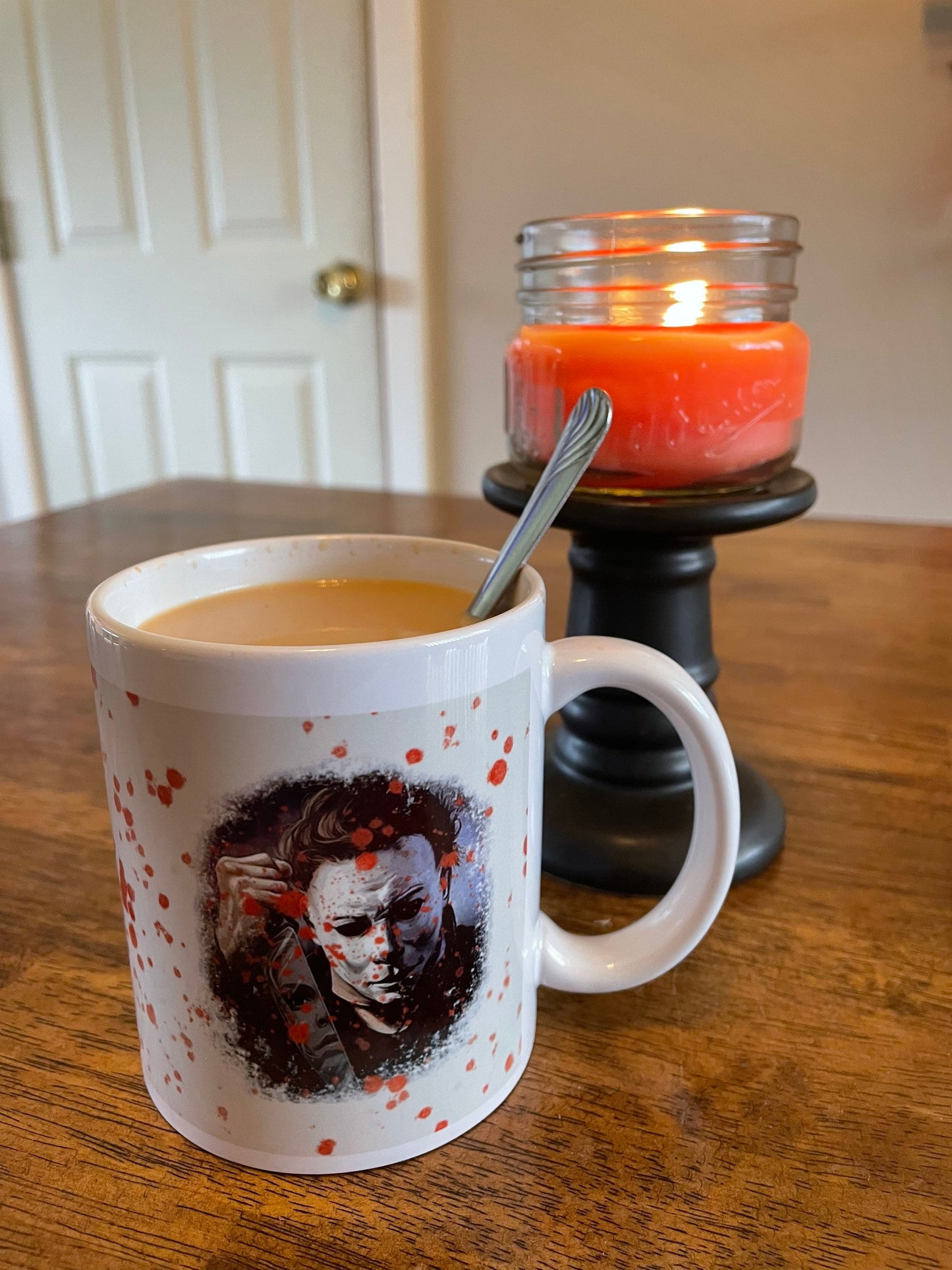 Michael Myers Blood Splatter 11 oz coffee mug/ Halloween Coffee Mug /Coffee Cup / Caffeine / Hot Coffee