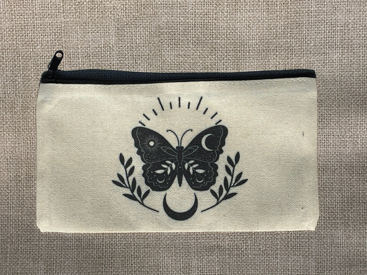 Canvas Cosmetic Bag with Butterfly Design / Baby Witch Bag