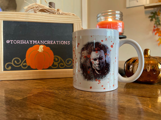 Michael Myers Blood Splatter 11 oz coffee mug/ Halloween Coffee Mug /Coffee Cup / Caffeine / Hot Coffee