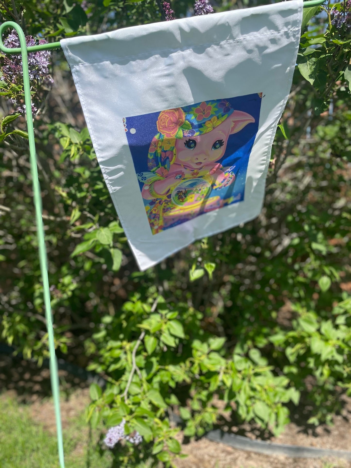 Lisa Frank Inspired Garden Flag / Mystical Garden Flag / Pig Garden Flag / 90s Nostalgia Flag