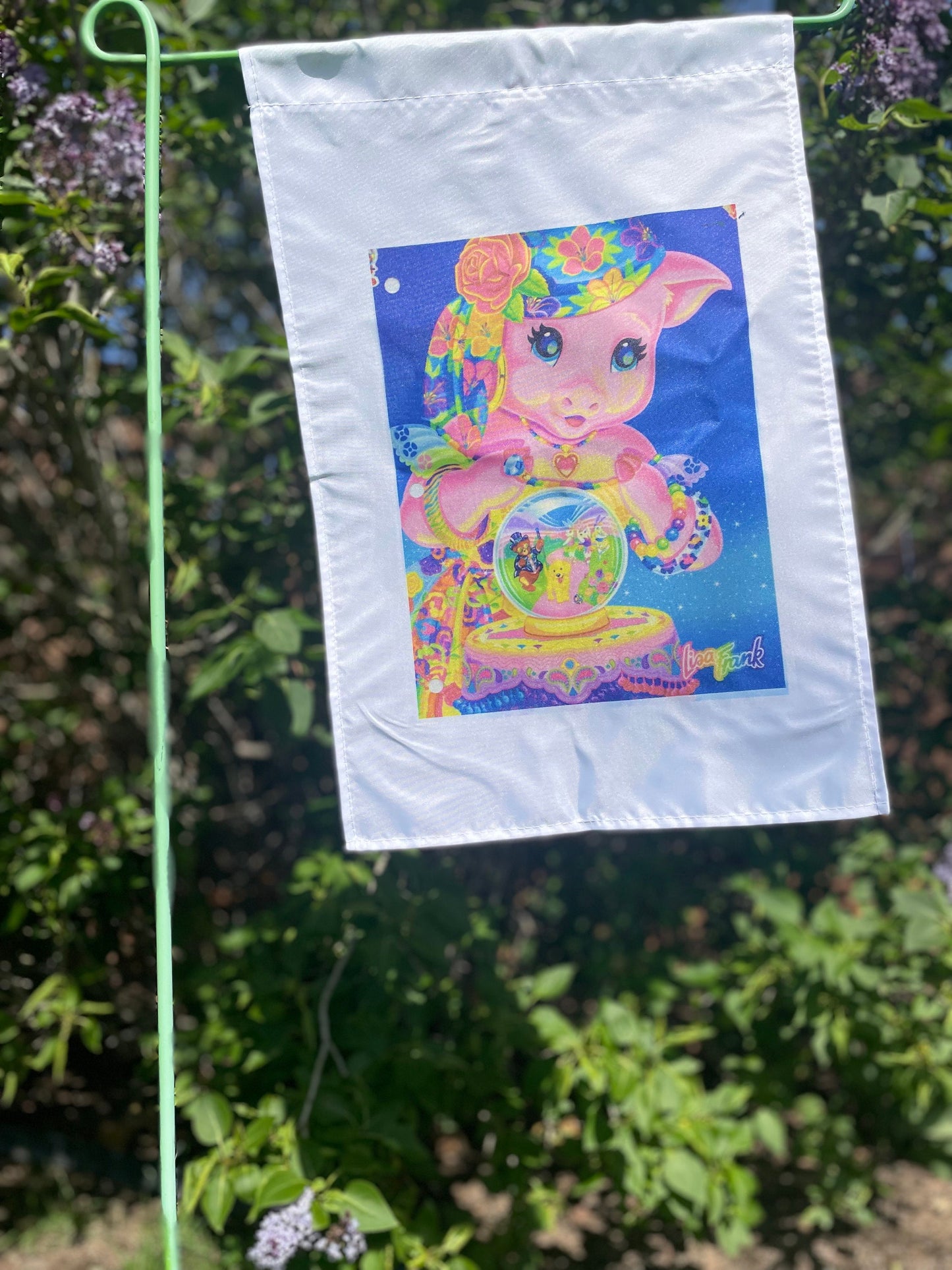 Lisa Frank Inspired Garden Flag / Mystical Garden Flag / Pig Garden Flag / 90s Nostalgia Flag