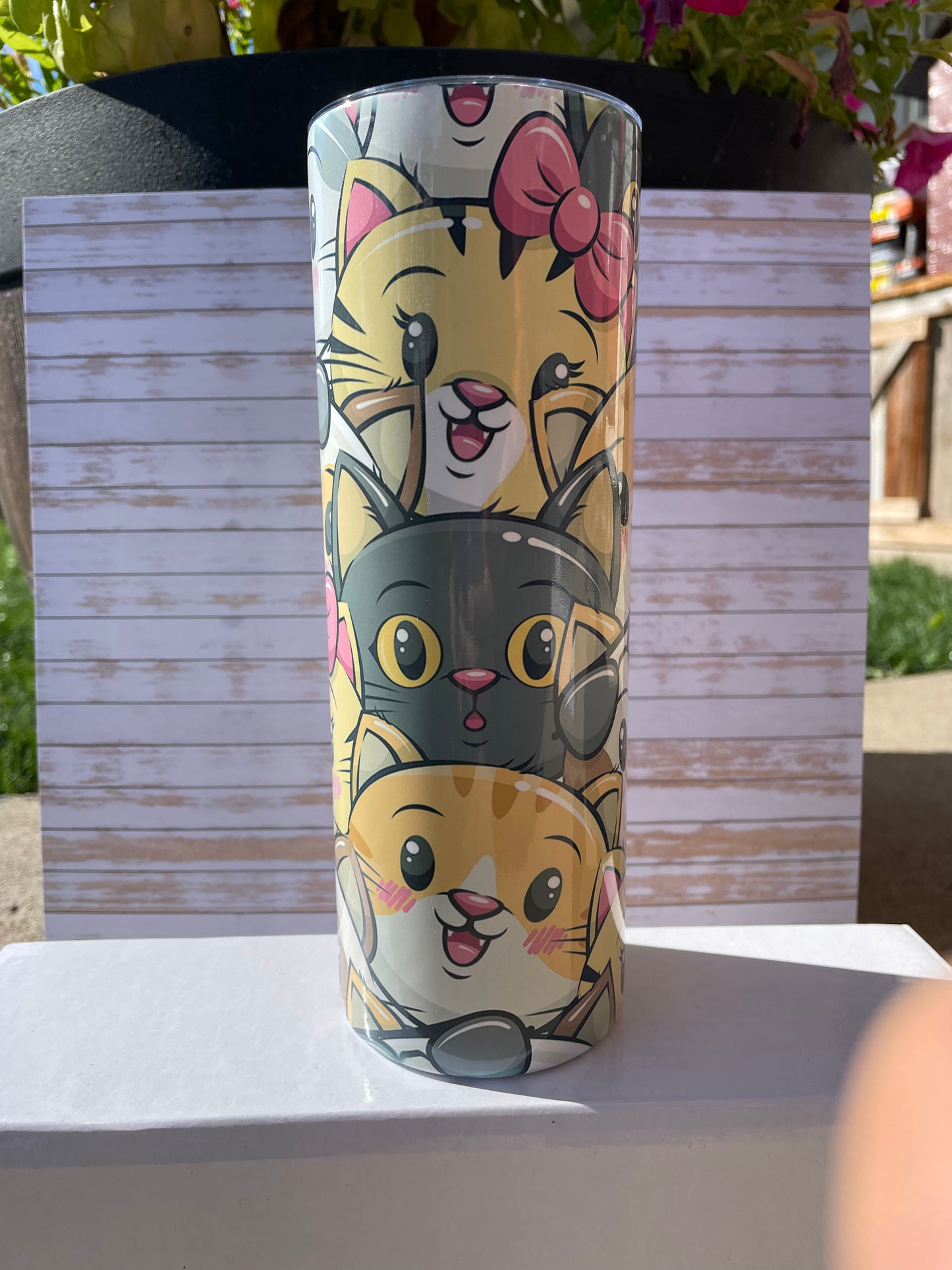 20 oz. Skinny Cat Tumbler / Cat Tumbler / Kitten Tumbler / Cute Cat Tumbler